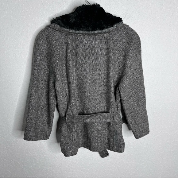 Michael Kors Coat Women Medium P Blazer Jacket Furr Collar Crop Sleeve Metallic - Picture 4 of 10